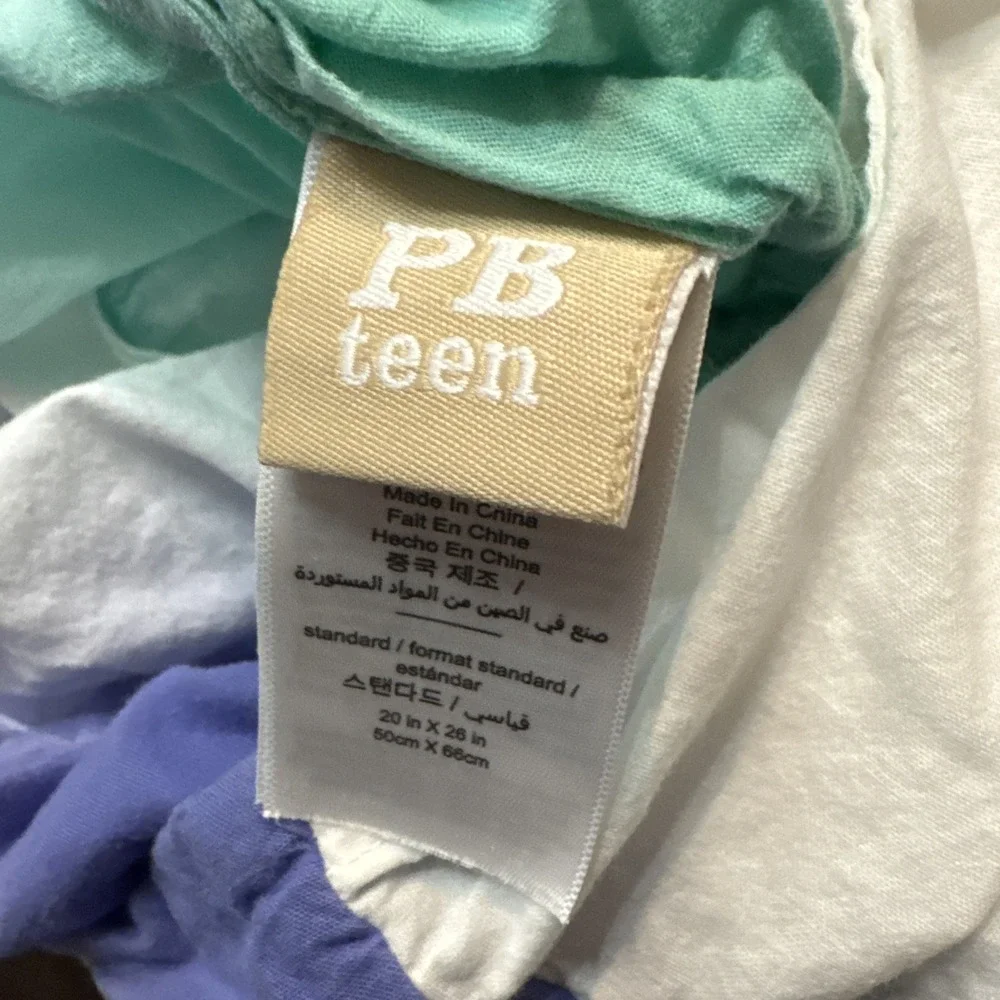 Pottery Barn Teen Standard Pillow Sham Surf Dip Tie Dye Aqua Ruched Coastal Kids